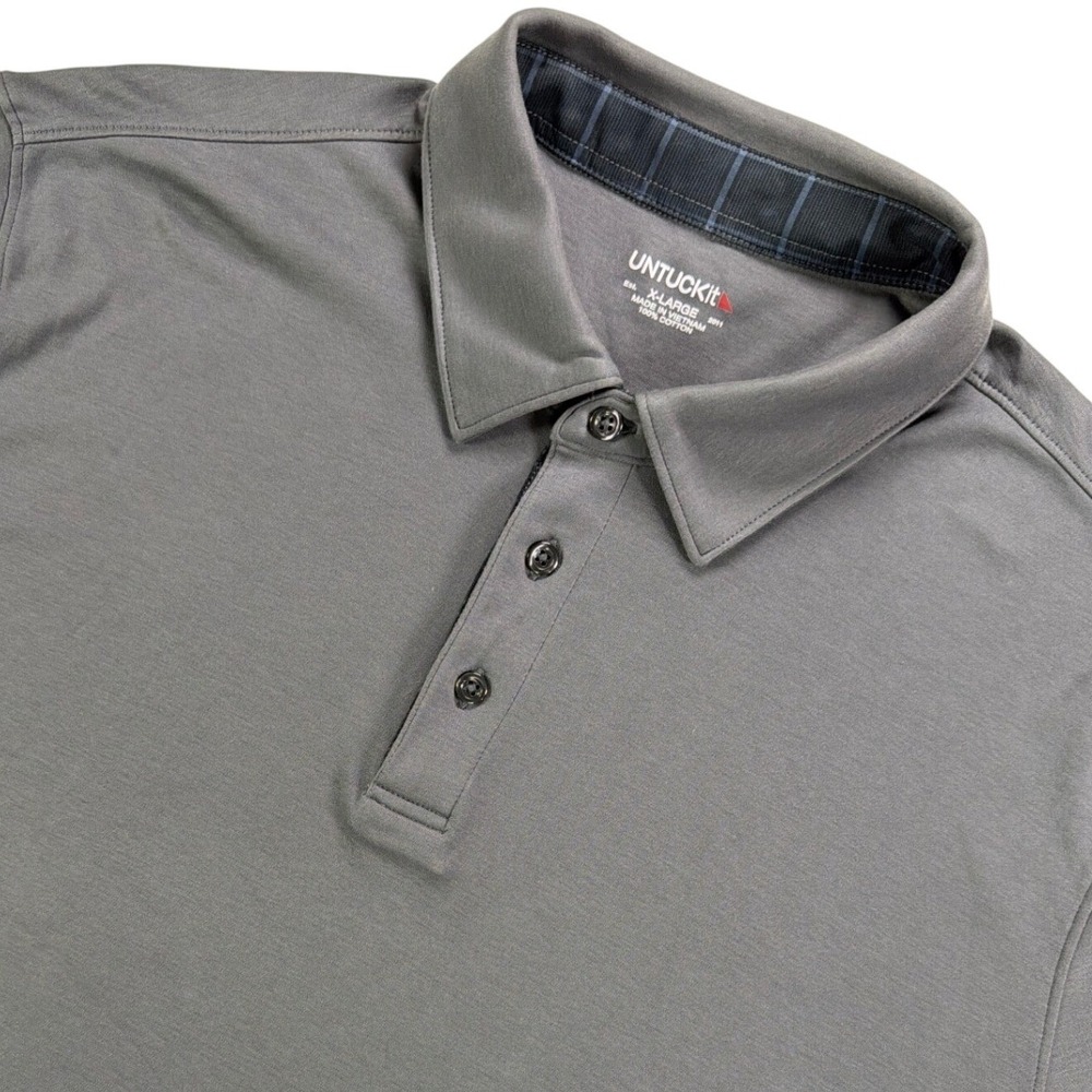 UNTUCKit Damaschino Polo Long Sleeve Jersey 100% Cotton Dark Grey Mens XL